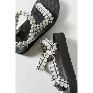 Teva Midform Fray Gingham Sandals Black White Womens Size 8